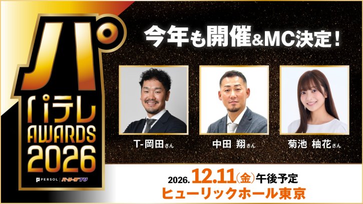 パーソル パ・リーグTV パテレアワード2026 今年も開催決定！！
